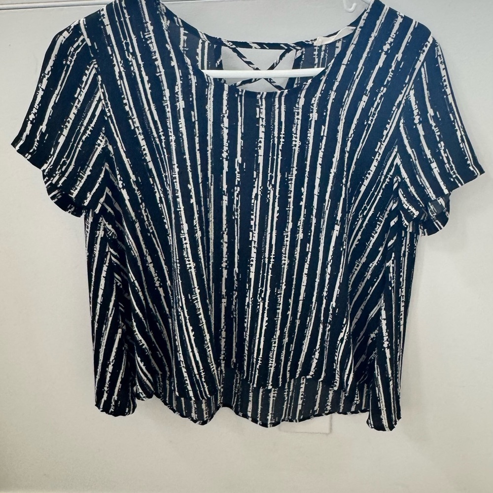 Lush Black and White Striped Blouse